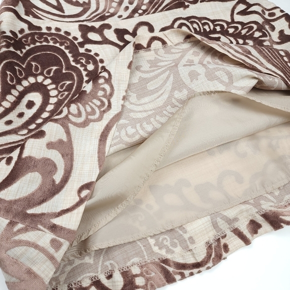 ❣️ Sevier Skirts Textured Beige Brown Paisley Velour Skirt Sz S - Picture 4 of 11